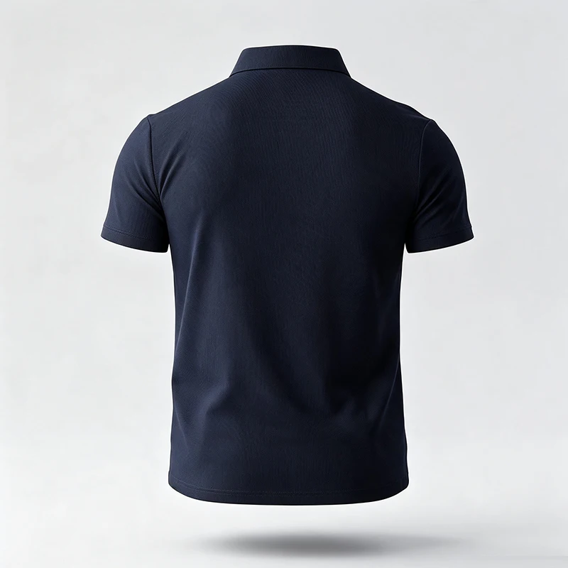Herren-Poloshirt mit festem Revers, kurzen Ärmeln, dreireihiger Knopfleiste, normaler Passform, weich, atmungsaktiv, klassisch, für Business, Freizeit und Alltag. – Detail 16