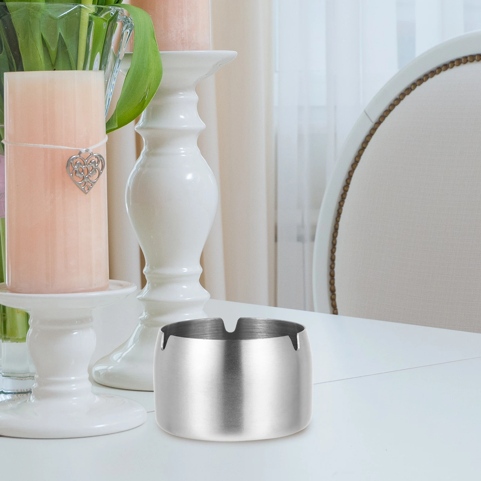 

Ashtray Smoking Creative Stainless Steel Cigarette Household Ornament Windproof