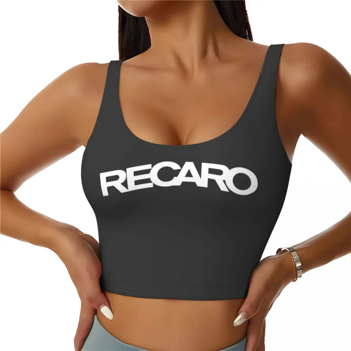 Custom Recaros Logo High Impact Sports Bras for Women Seamless Workout Running Crop Tank Tops