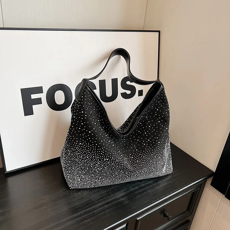 

Retro Tote Bag Internet Celebrity with The Same Fashion Bright Diamond Flash Diamond Shoulder Portable Underarm Bag Exquisite