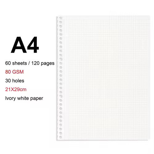 A4/B5/A5 Loose Leaf Refill Binder Notebook Blank/Line/Grid/Cornell Replacable Metal Ring Office&School Supplies Stationery - Image 19