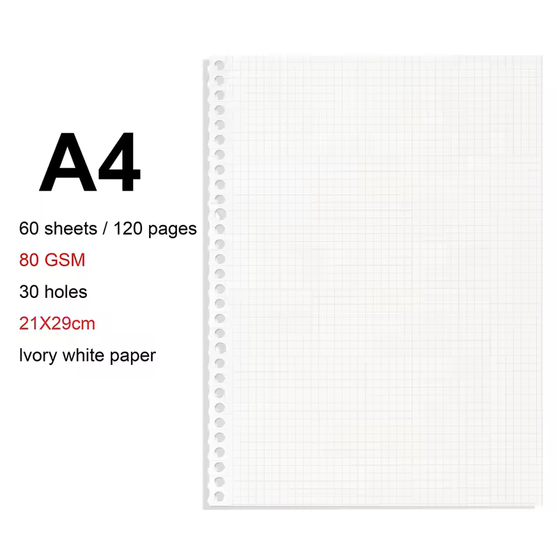 A4/B5/A5 Loose Leaf Refill Binder Notebook Blank/Line/Grid/Cornell Replacable Metal Ring Office&School Supplies Stationery - Image 19