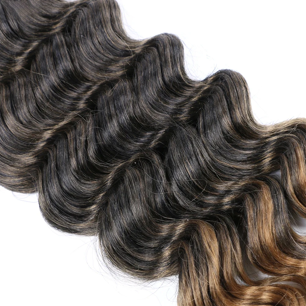 22 Inch Deep Wave Crochet Twist Long Synthetic Hair For Black Women Water Wave Ombre Braiding Hair Extensions High Temperature