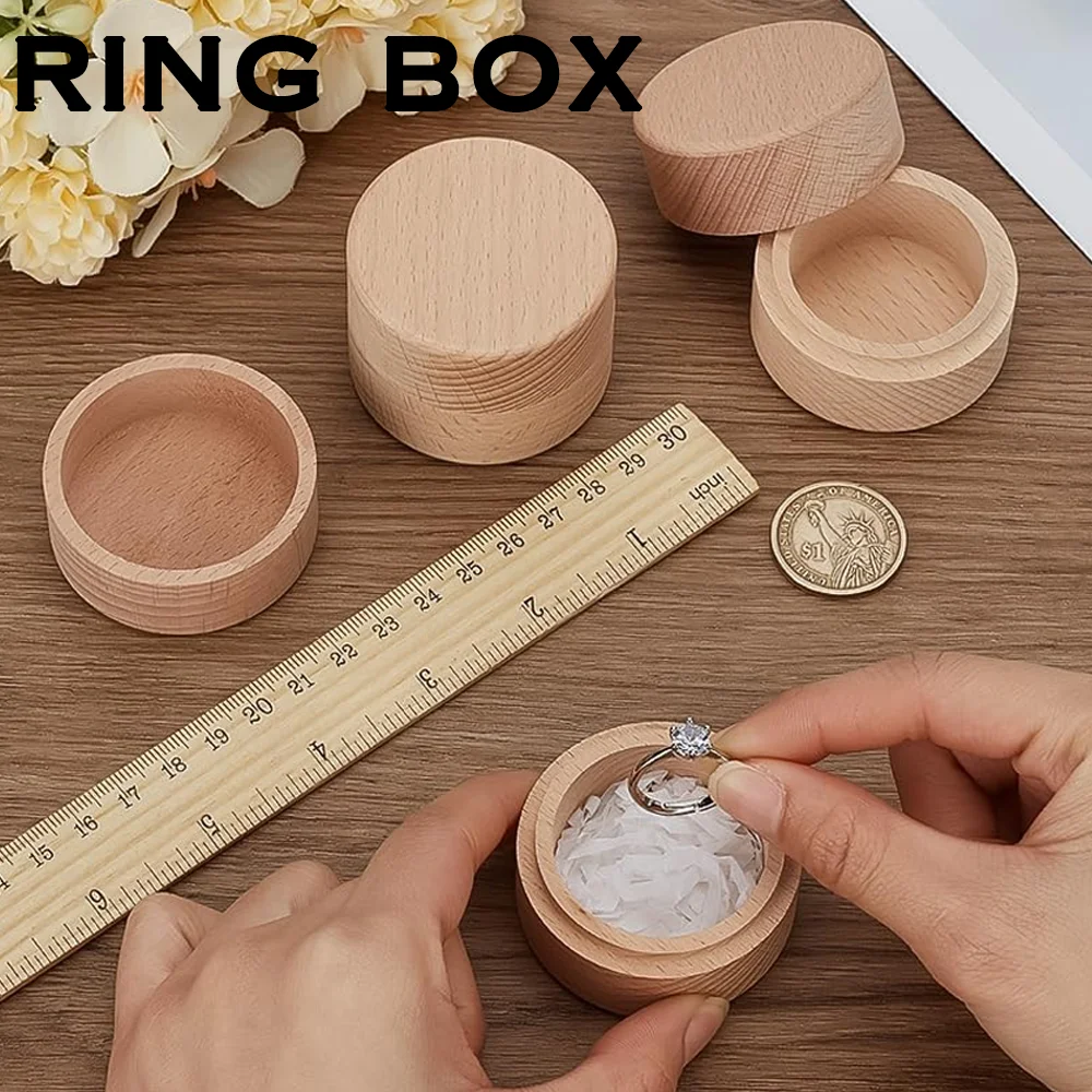 

Blank Mini Round Wooden Box 2x1.65 Inch Small Storage Wooden Box Wedding Ring Jewelry Boxes DIY Storage for Proposal Wedding