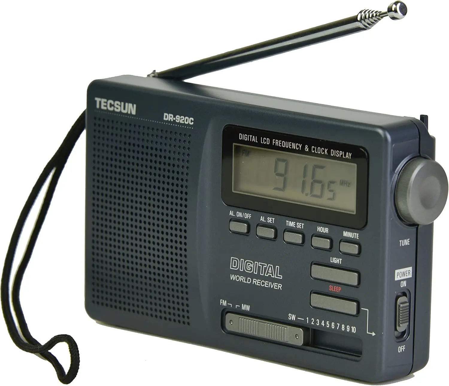 

DR-920C Portable Digital Radio, Full Band FM/MW/SW Receiver with LCD Display, Clock & Alarm, Sleep Timer,Ideal for Home, Travel