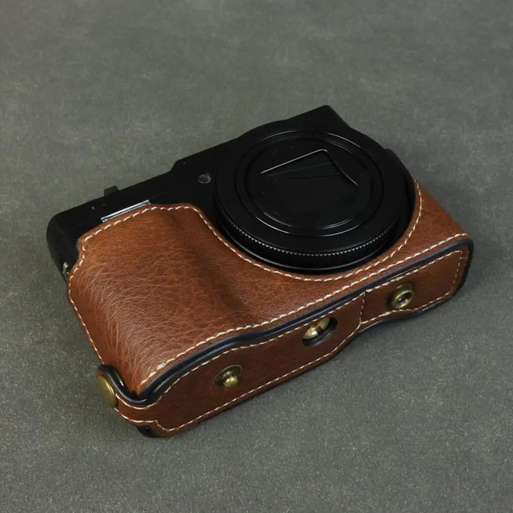 Precision Camera Case for Panasonic LUMIX TZ99/ZS99 - Genuine Leather Half Body Protective Cover with Bottom Access Port