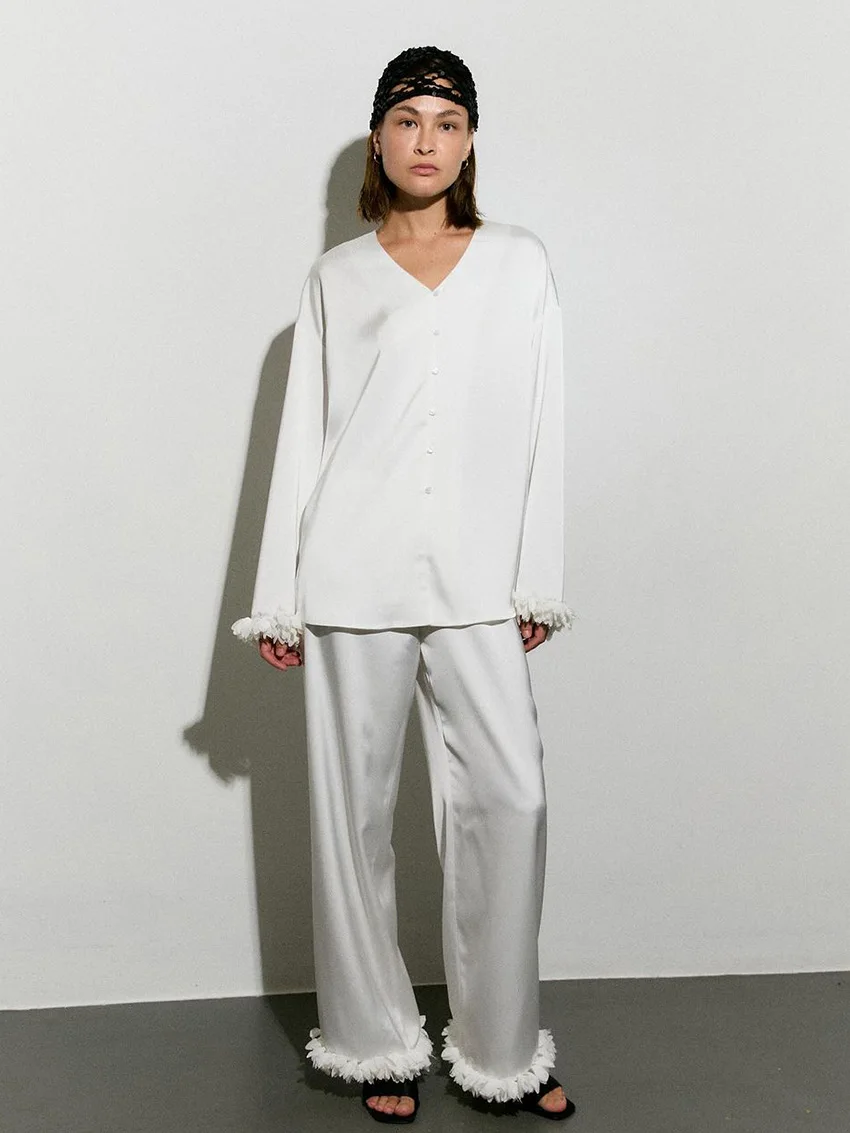 

Marthaqiqi зимняя бархатная женская ночная рубашка комплект из 2 предметов сексуальная ночная рубашка с v-образным вырезом пижамные штаны с длинными рукавами повседневная женская одежда для сна костюм