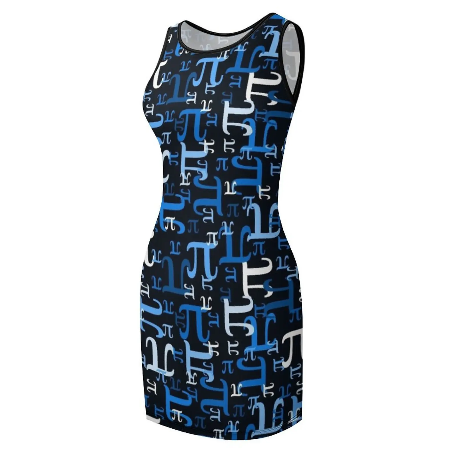 Pieces of Pi (ブルー) ノースリーブ サンドレス ドレス プロム用 女性用 パーティードレス 女性用