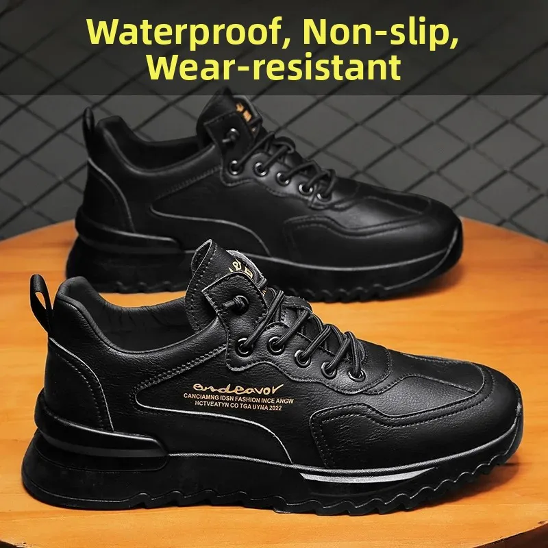 Men's Chef Work Shoes Winter Kitchen Waterproof Non-Slip Casual Sports Shoes Warm Cotton Lined Safety Work Boots