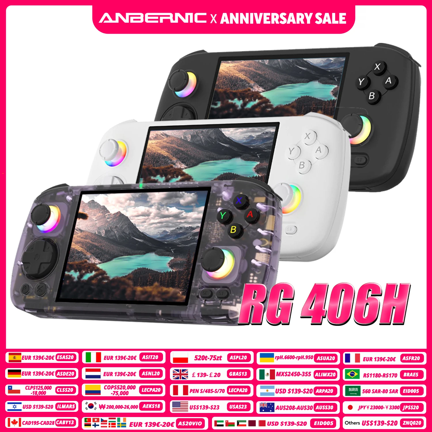 Console de jeu portable ANBERNIC RG406H, écran tactile multipoint IPS de 4 pouces, Android 13, joystick 3D Hall, déclencheur Hall, jeu vidéo RG 406H