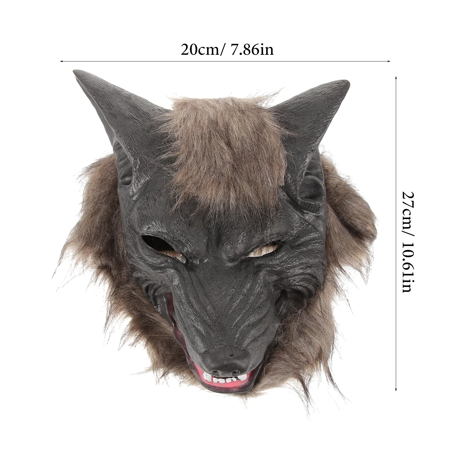 مجموعة واحدة من قناع رأس الذئب مادة اللاتكس أزياء الهالوين للحفلات بالذئب ملحقات تنكرية باللون الرمادي الداكن تتضمن قفازات باو للرجال #6
