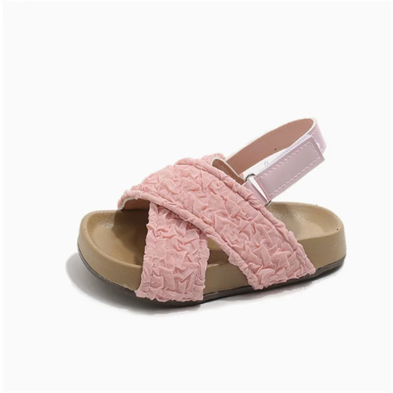 

Новые летние детские сандалии 2026 года для девочек, кожаные сандалии с перекрестными ремешками, детские сандалии на мягкой подошве, модная обувь для малышей, размеры EU 21-30