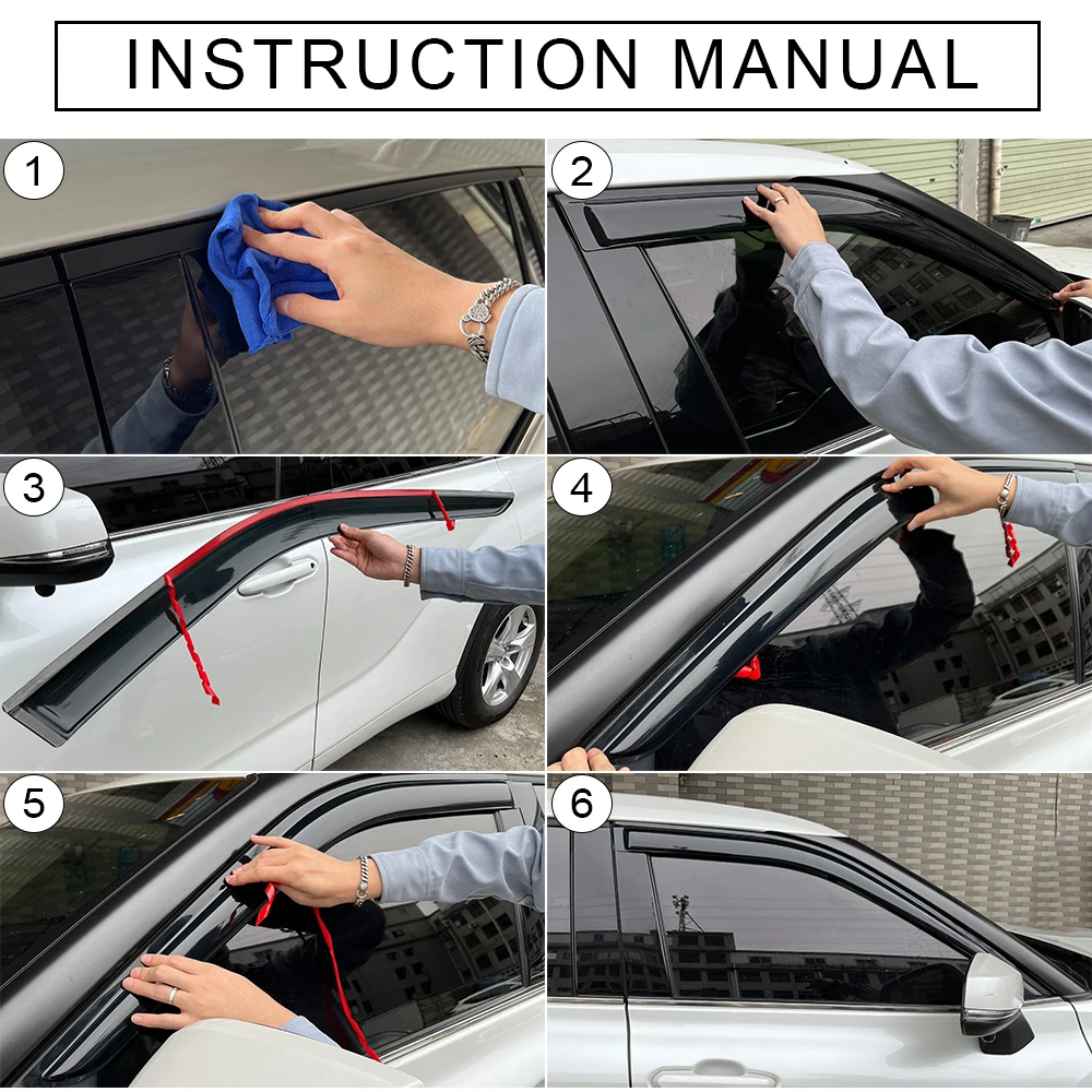 Visière de fenêtre pour BMW Série 5, E34, E39, E60, E61, F10, 1988-2017, pare-vent, pare-pluie, déflecteurs de vent de fenêtre latérale, auto