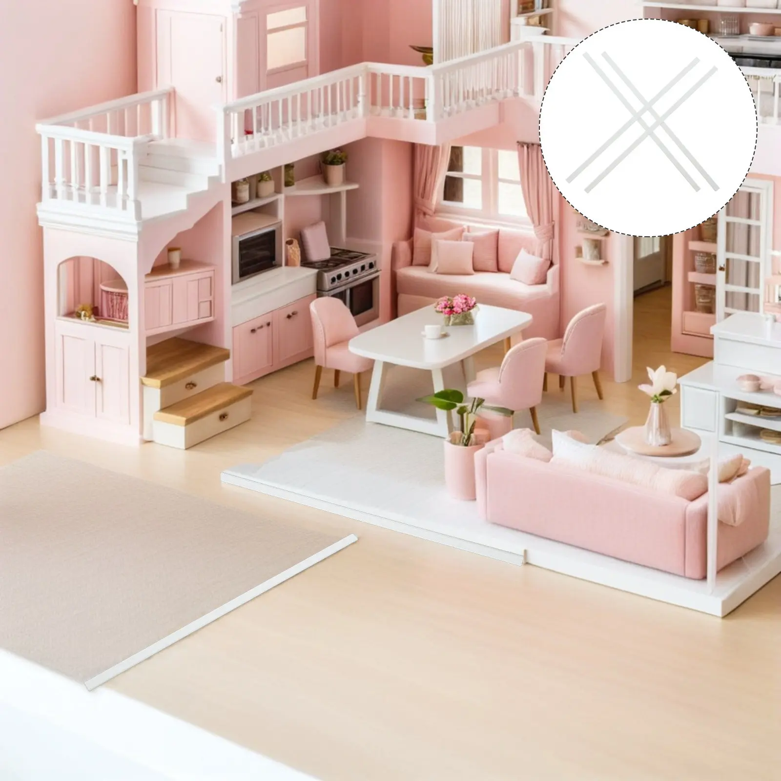 

4Pcs Miniature Dollhouse Accessories Plastic Trim Molding 8.86 Long Wall Skirting Board Decorative Border Strip for Tiny Living