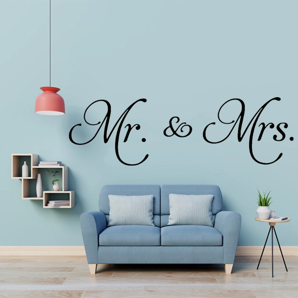 Mr Mrs Wall Decal Living Room Removable Decoration Minimalism Vinyl Bedroom Ceiling Wardrobe Wall Stickers Art Decor Home