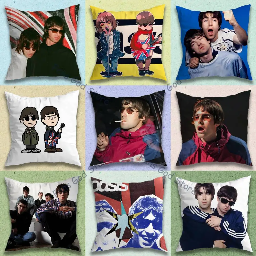 O-Oasis Band Art Pillow Case Square Double-Sided Printing Short Plush Sofa Cushion Cover Bedroom Bedside Pillow
