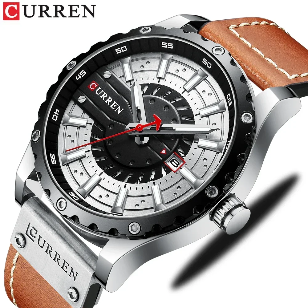 NEW CURREN 8374 Watches for Men Fashion Creative Business Quartz Watch with Leather Male Clocks Relogio Masculino 2024