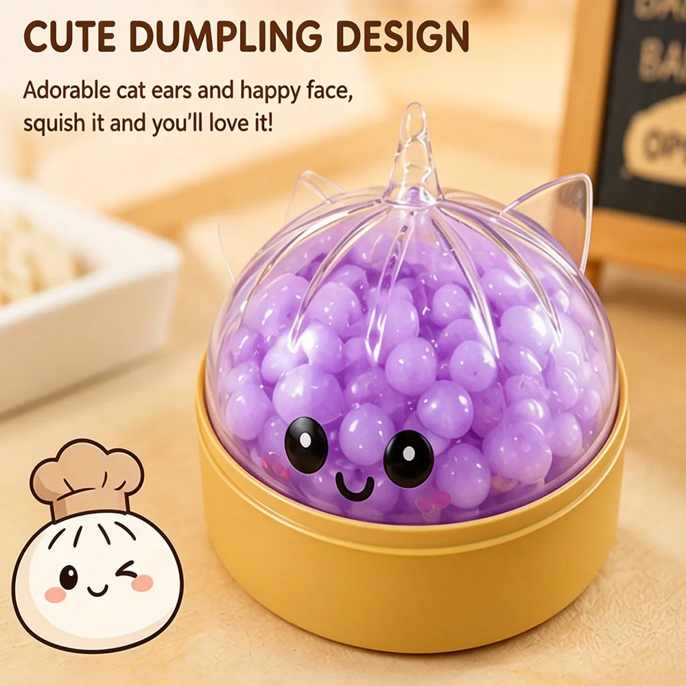 newmodel Rainbow Unicorn Dumpling Squishy With Steamer Box Transparent Bead Series Squeeze Toy Relieve Stress Anti-Anxiety Gift view 2