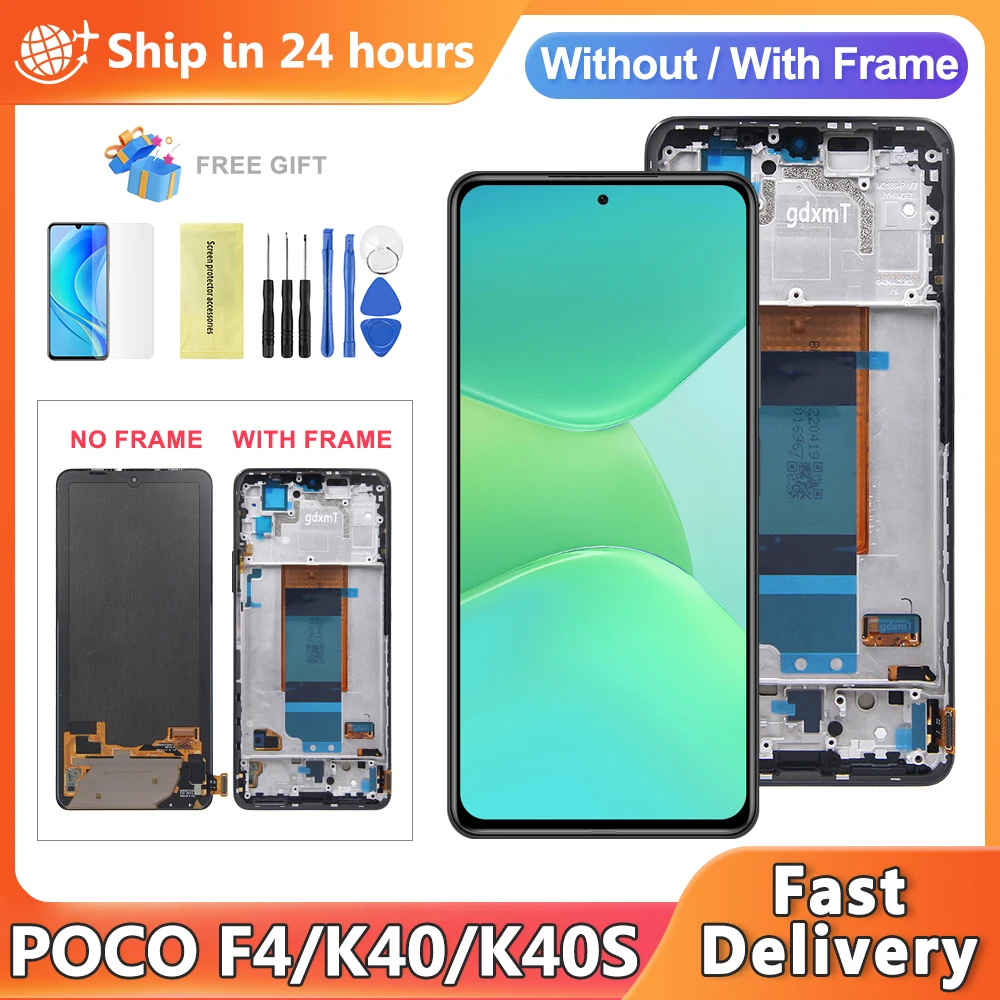 

F4 Screen For Xiaomi Poco F4 22021211RG, 22021211RI LCD Display Touch Screen Digitizer Assembly For Poco F4 Display Replacement