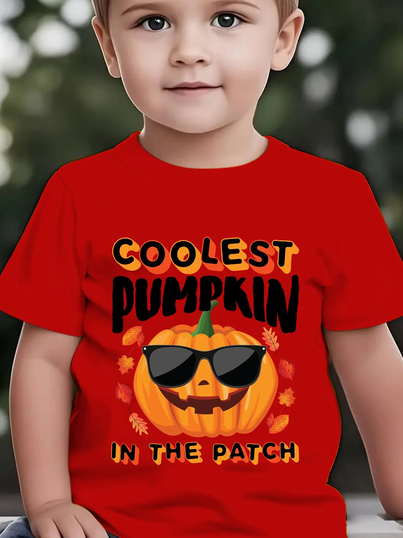 2026 New Kids Halloween T-Shirt,Boys Girls Tee, Coolest Pumpkin In The Patch Sunglasses Graphic Print Short Sleeve Crew Neck Top