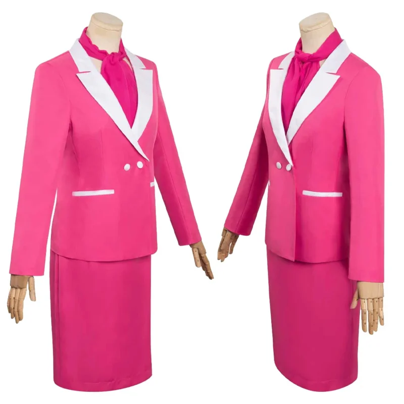 Margot Cosplay Fantasy Pink Suit Jacket Skirt Top Hat 2023 Movie Barbei Costume Disguise Adult Women Cosplay Roleplay Outfits