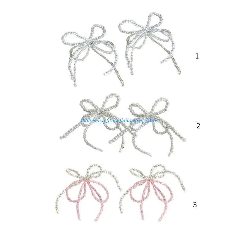 

573B Elegant Pearl Bowknot Shoe Buckle Ornament for Jewelry Making Keychain Earrings Shoe Clip DIYs Crafts Bag Accessory