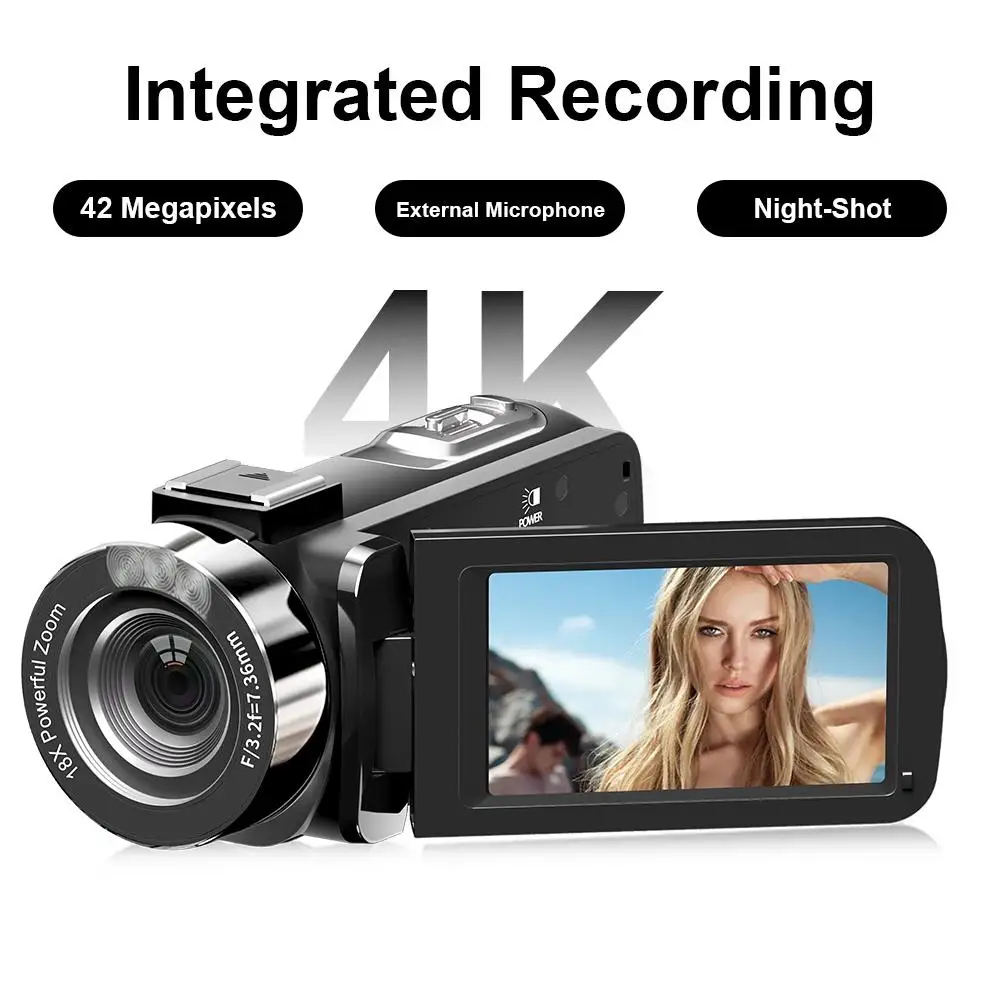 كاميرا رقمية 4K 3.0 بوصة تعمل بالأشعة تحت الحمراء 42 ميجابكسل HD 18X شاشة تكبير مع فلاش ليلة مسجل فيديو يومي محمول