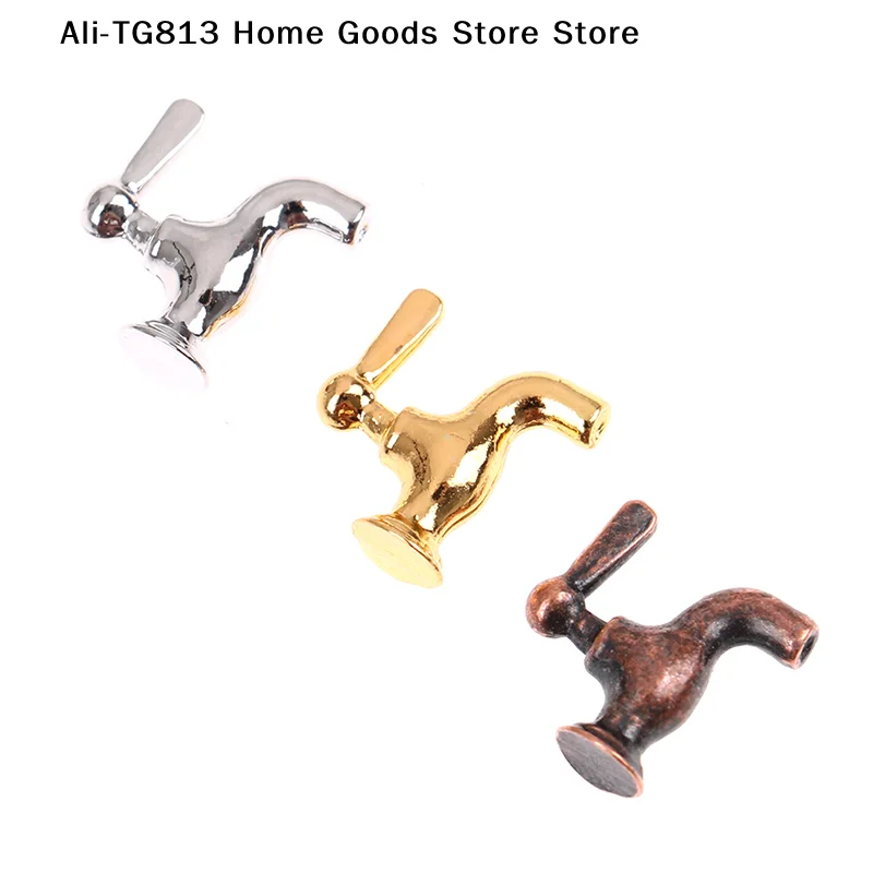 

[TG813]4pcs/set 1:12 Dollhouse Miniature Metal Water Tap Faucet Bathroom Accessories