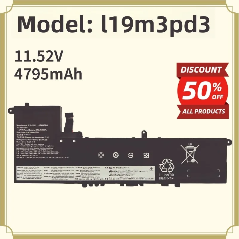In Stock Laptop Battery Compatible with Lenovo L19M3PD3 L19D3PD3, Xiaoxin Pro 13 2019/2020/2021