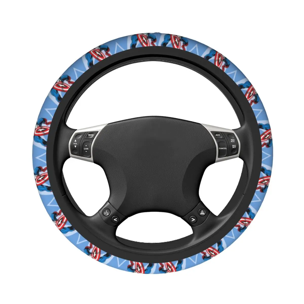 Customized Captain America Hero Manga Universal Steering Wheel Cover for Sedan Car Steering Wheel Protector Auto Accessories