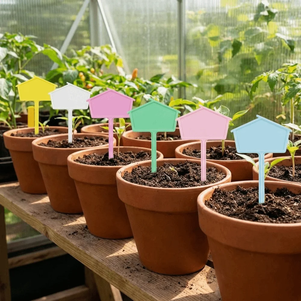 10/12PCS Thickened Plant Label Tag Waterproof Sunproof Stake Tags Lightfast Colorful Plastic Writing Plate Seedlings Tray