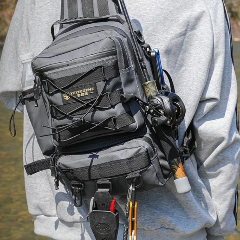 

Рюкзак для кемпинга, сумка через плечо на одно плечо, многофункциональная сумка для рыбалки, сумка для хранения удочки, рыболовных снастей
