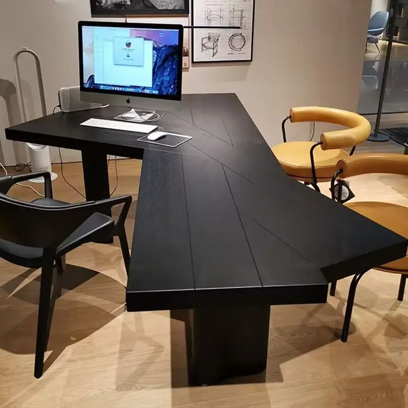 Modern Minimalista computador madeira maciça Desk, Boss Desk, leve e luxuoso