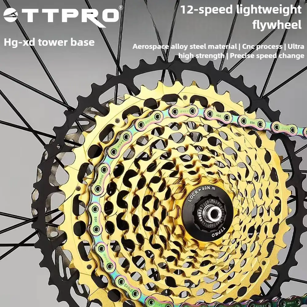 

High-End TTPRO Bicycle Flywheel 12 Speed CNC Ultra-Light Gear for Mountain Bike Road Bike - Compatible with Hg/XD Freehub