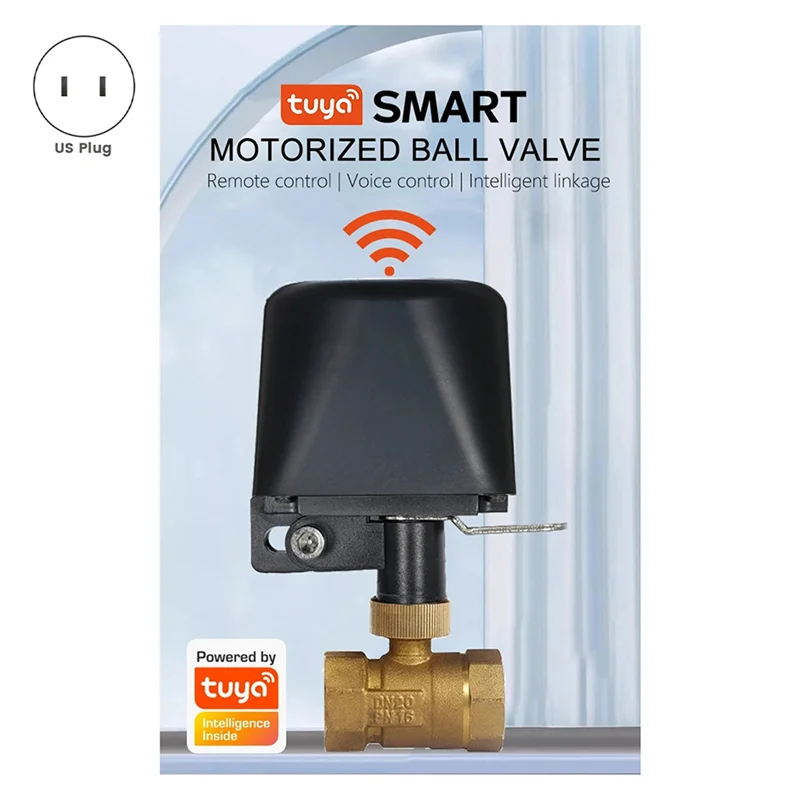 ABRS-2X Tuya Smart Wifi Water Vavle Zigbee Gas Water Stop Check Valve DN15 Wireless Control Timer Work+Alexa Google US Plug