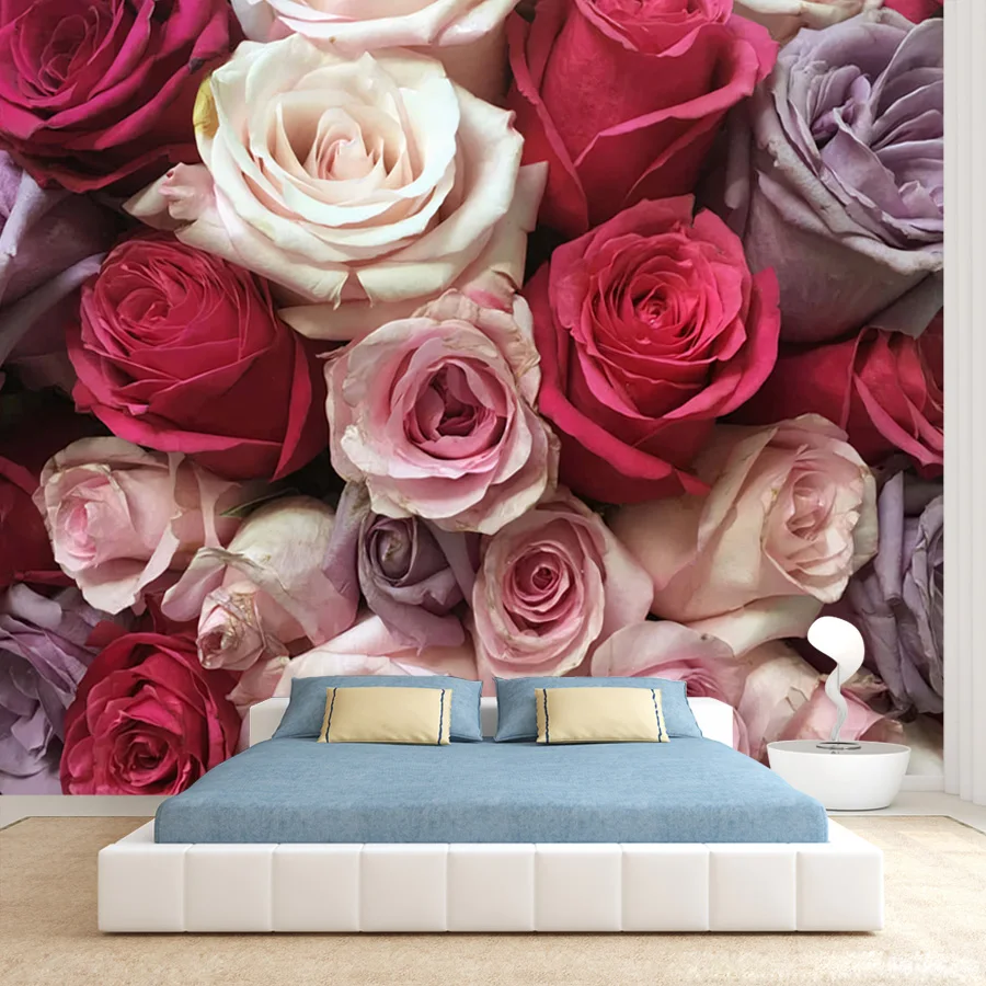 

20+ Girly Peel and Stick Wallpaper for Living Room Natural Floral Red Rose Background Wall Art Papers Home Decor Furniture Mural