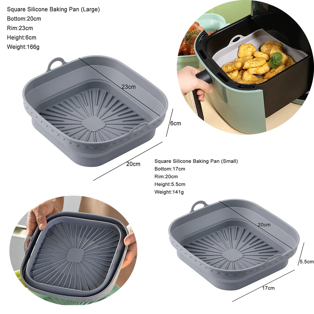 Silicone mold for air fryer Square Silicone Pot Mold 18/20CM- Silicone Basket - Silicone Tray for COSORI 5.5L