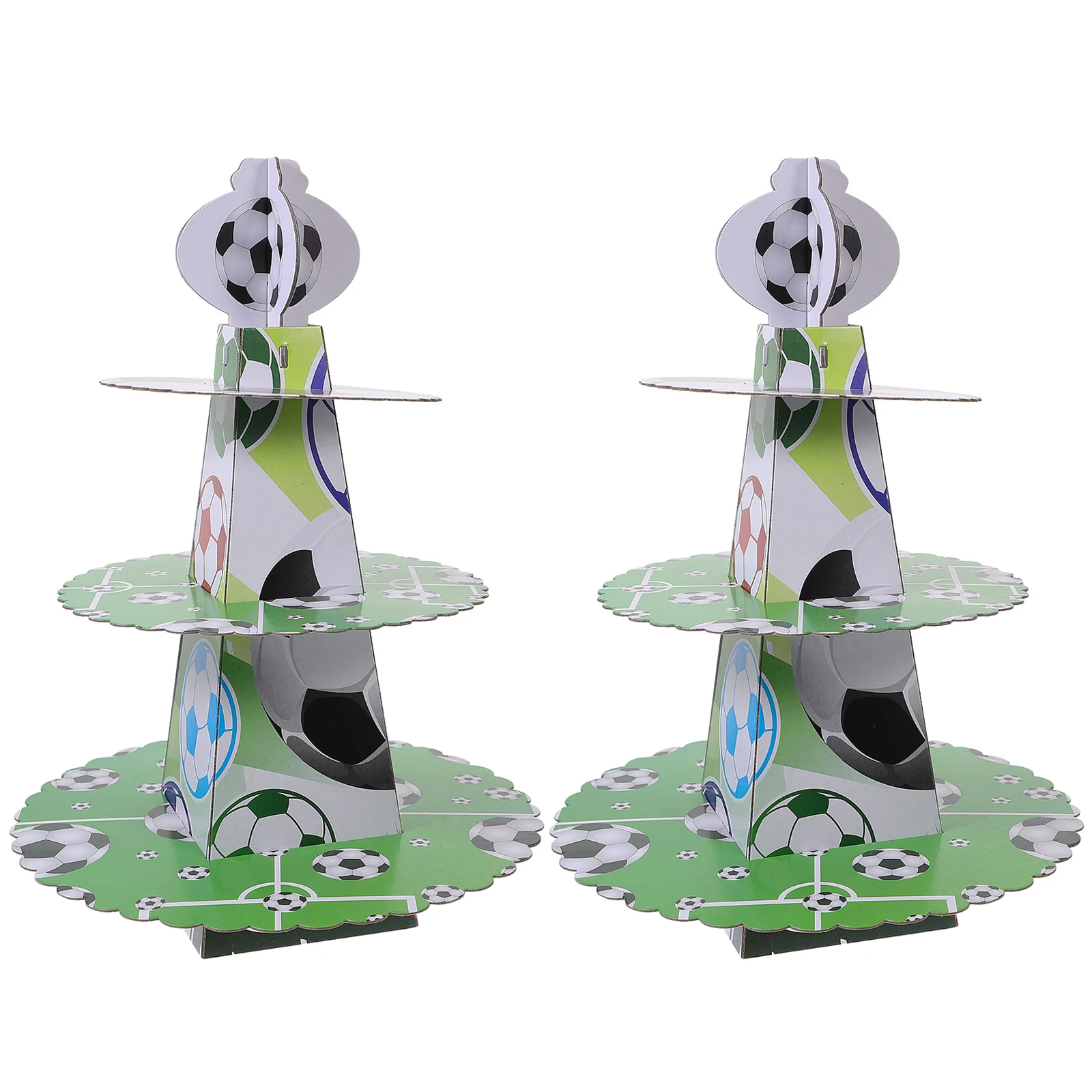

2pcs Paper Cake Stand Football Panda Unicorn Dessert Display Rack Birthday Party Wedding Three Layers Cookies Macaron Tower
