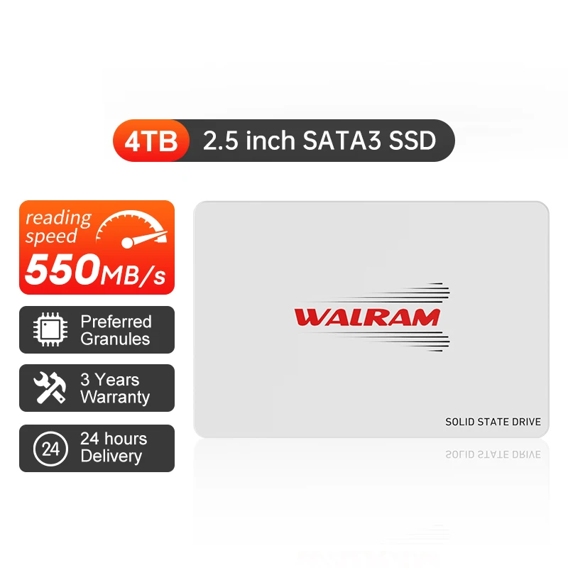 WALRAM  4TB SSD 128GB 120GB 240GB 256GB 480GB 512GB 500GB 1TB 2TB HDD 2.5 Sata 3 Solid State Drive Hard Disk for Laptop Desktop