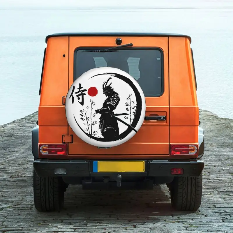 Custom Japanese Samurai Warrior Tire Cover 4WD 4x4 Trailer Katana Spare Wheel Protector for Toyota RAV4 Prado 14\