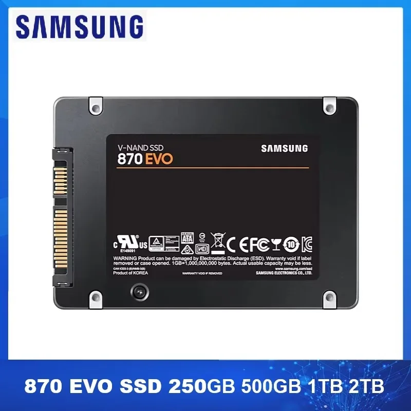 Samsung 870 EVO SATA III SSD 2.5 "ไดรฟ์ Solid State ภายใน SSD อัพเกรดหน่วยความจํา PC หรือแล็ปท็อปและการจัดเก็บข้อมูลสําหรับ IT Pros Creators