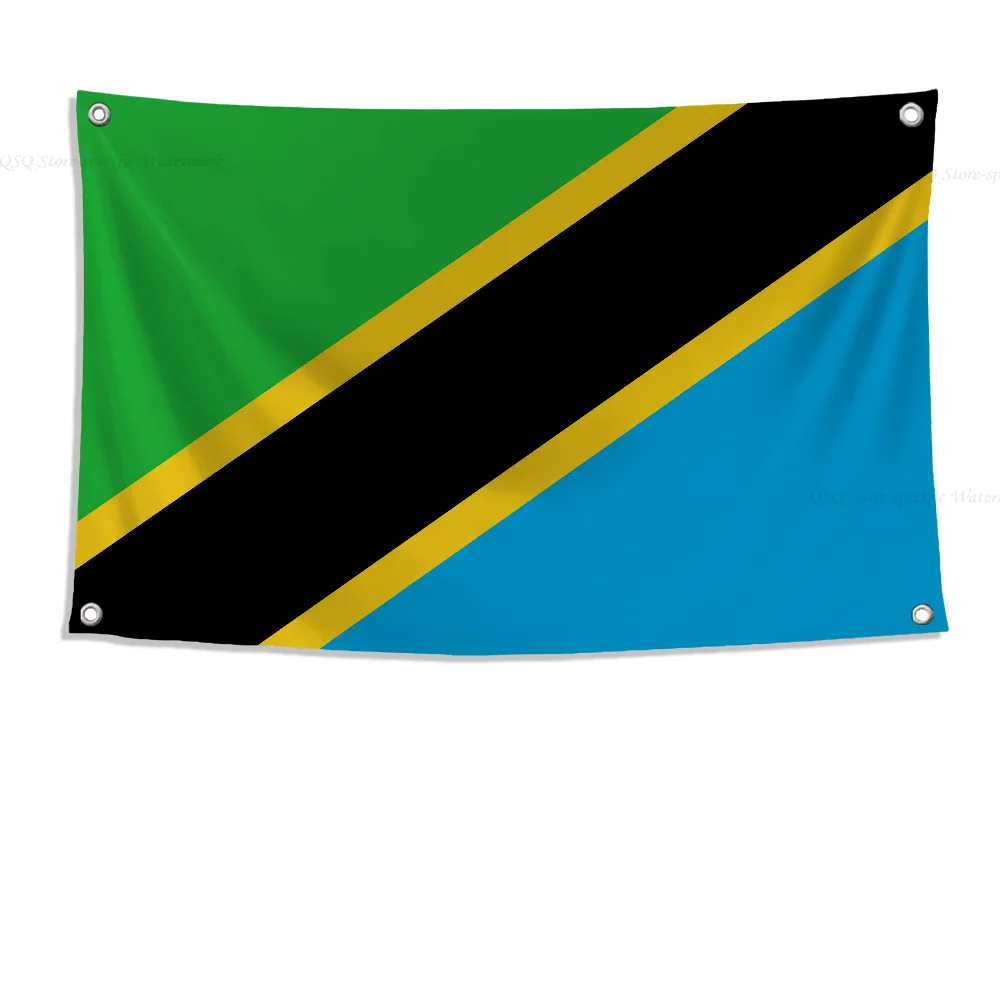 1 قطعة أعلام علم تنزانيا واللافتات أربعة حفرة العلم البوليستر ديكور خارجي غرفة جمالية