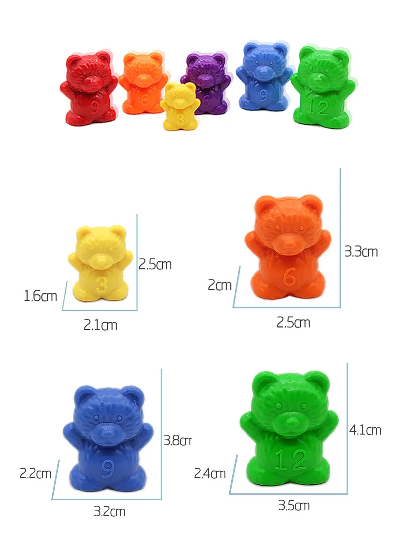 Jouets de genre ours arc-en-ciel Montessori avec tasse à empiler, jeu d'association, classification des documents, éducation précoce, avantages pour les contaminants, 18/36