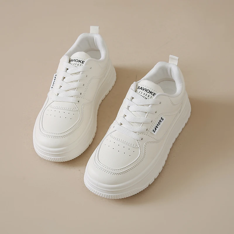 

Кожаные белые туфли на плоской подошве для женщин, универсальные спортивные и повседневные кроссовки