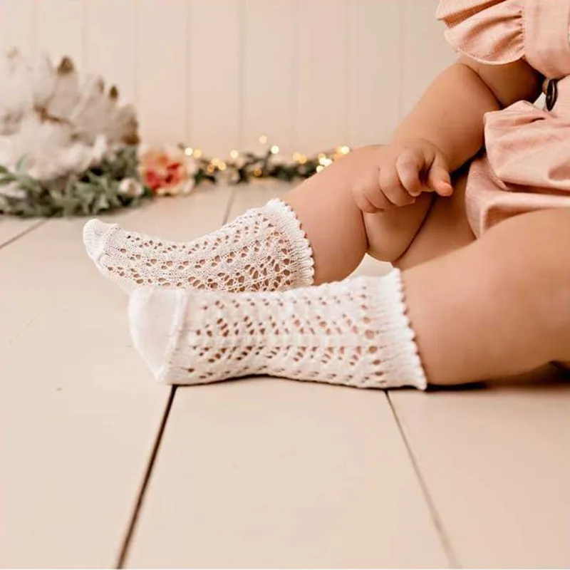 3Pairs Summer Baby Girls Boys Socks Mesh Kids Long Sock Knee High Thin Sock Hollow Out Soft Cotton Infant Socken For 0-5Years