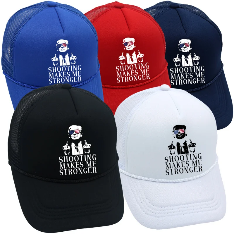 2024American Trump Truck HatSHOOTING MAKES ME STRONGERPrinted Mesh Cap Baseball Cap