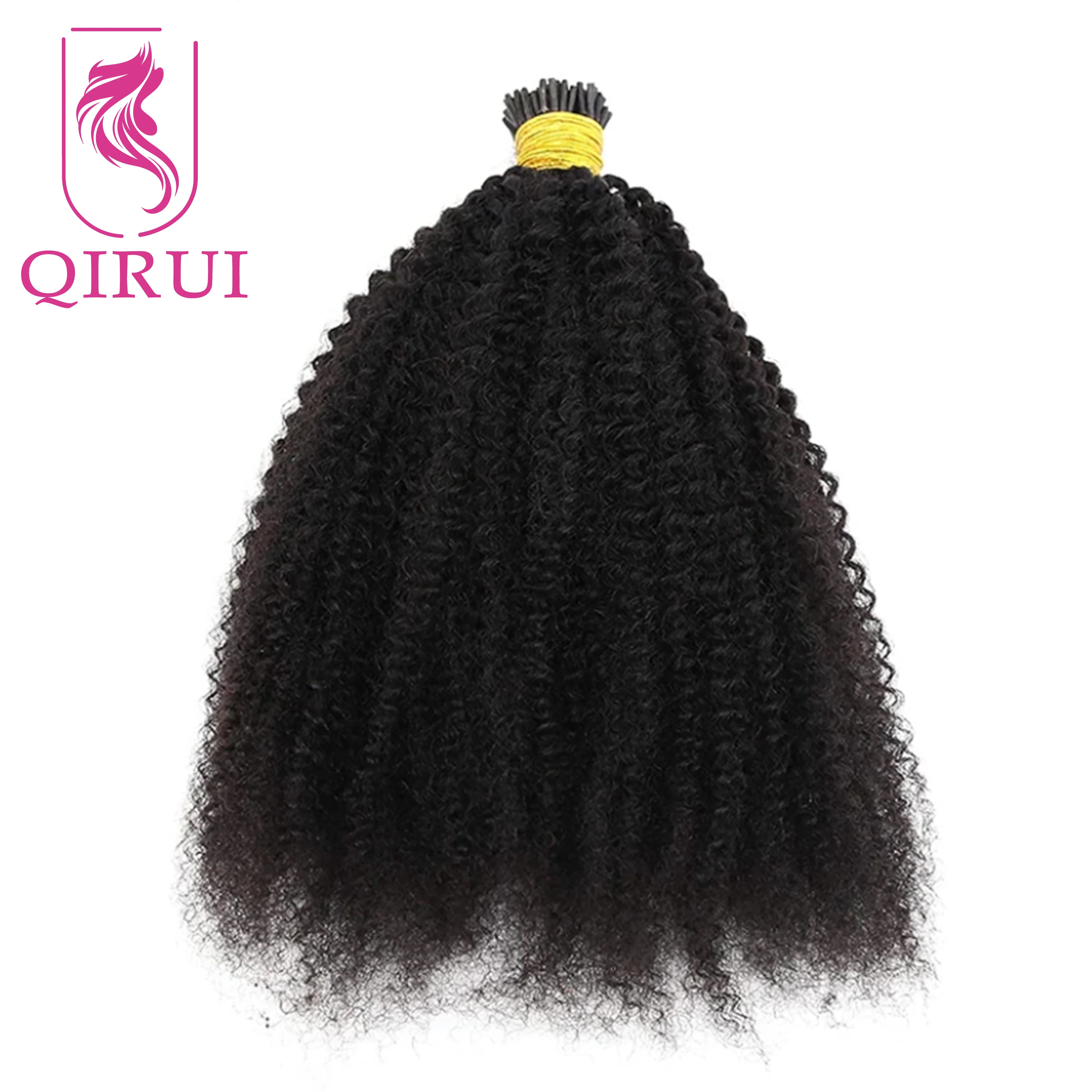 I Tip Human Hair Extensions 4B 4C Afro Kinky Curly Microlinks Hair Afro Curly Virgin Human Hair For Women 100strands/set