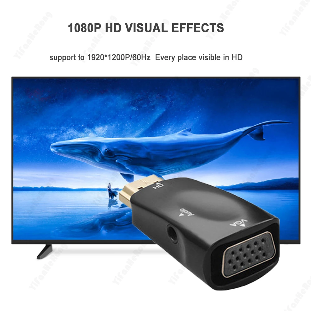 HDMI-compatible to VGA Cable Conversion Male To Famale Converter 3.5 mm Jack Audio Video 1080PAdapter For PC Laptop to Projector