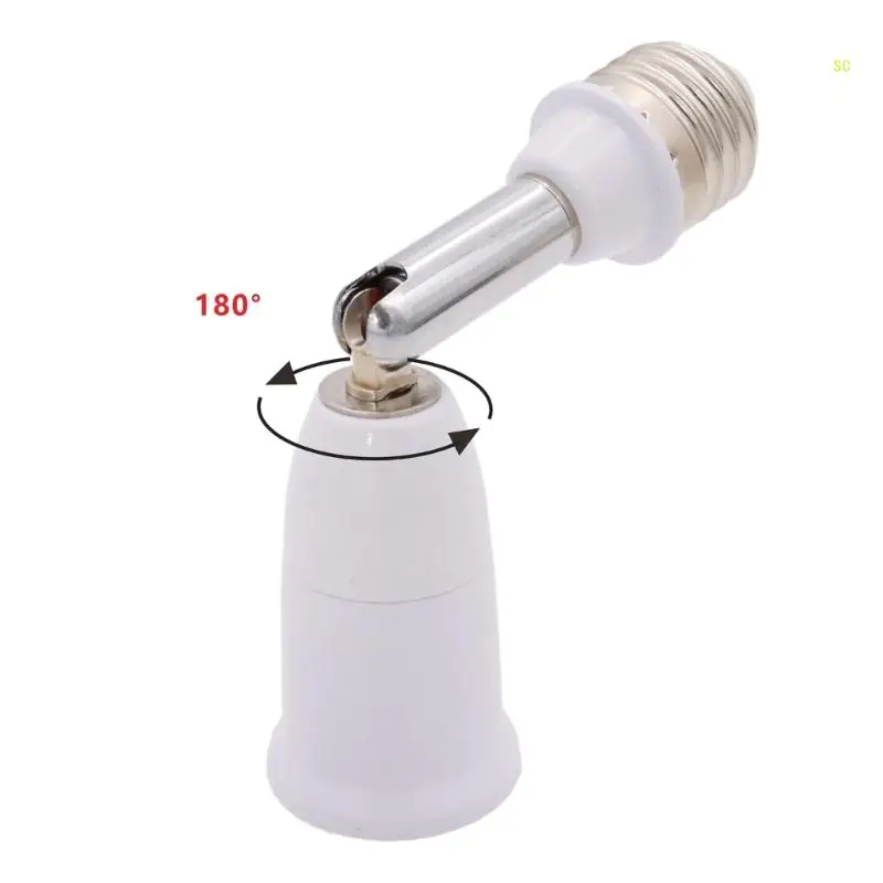 Flexibler E26/E27-Glühbirnensockel-Adapter, um 180 Grad drehbare Leuchte für E27-LED, Glühlampen, Ventilator und Direktversand