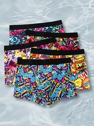 Boys thin style breathable personality trend printed youth boxer Shorts 5 pieces